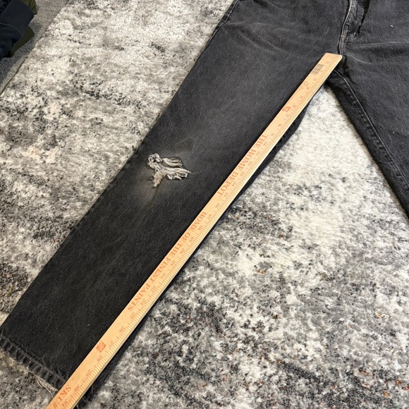 Guess Jeans Mens 36x32 Classic Fit Straight Leg Black Denim Distressed - Picture 6 of 8